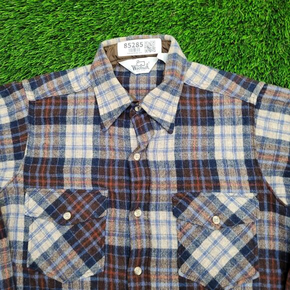 Vintage 90s Woolrich Shadow Plaid Button Shirt Medium 20x29 Flannel - Picture 6 of 11